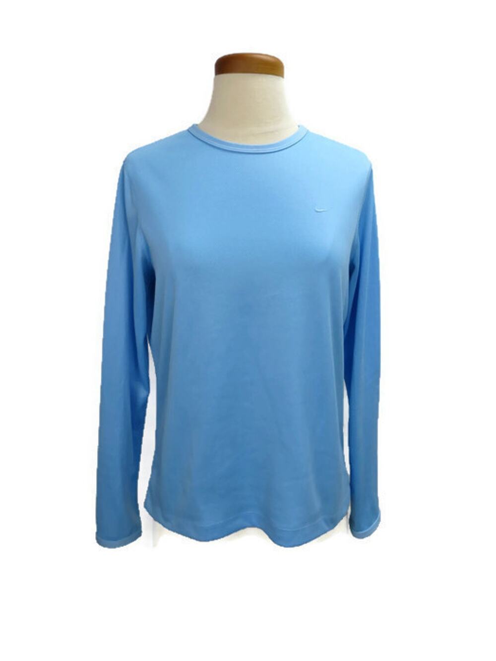 Nike Shirt Size M Blue Dri-Fit Long Sleeves Crew Neck Nike Swoosh Polyester